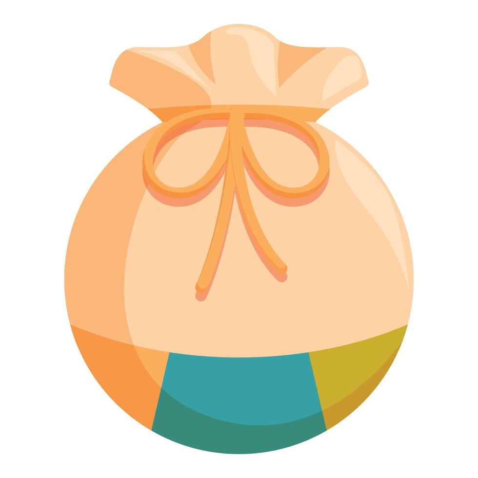 Round cloth gift bag tied with ribbon bow vector