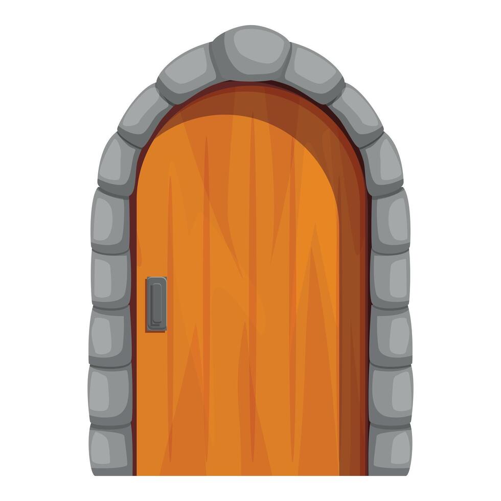 Medieval wooden door with stone frame leading to castle vector