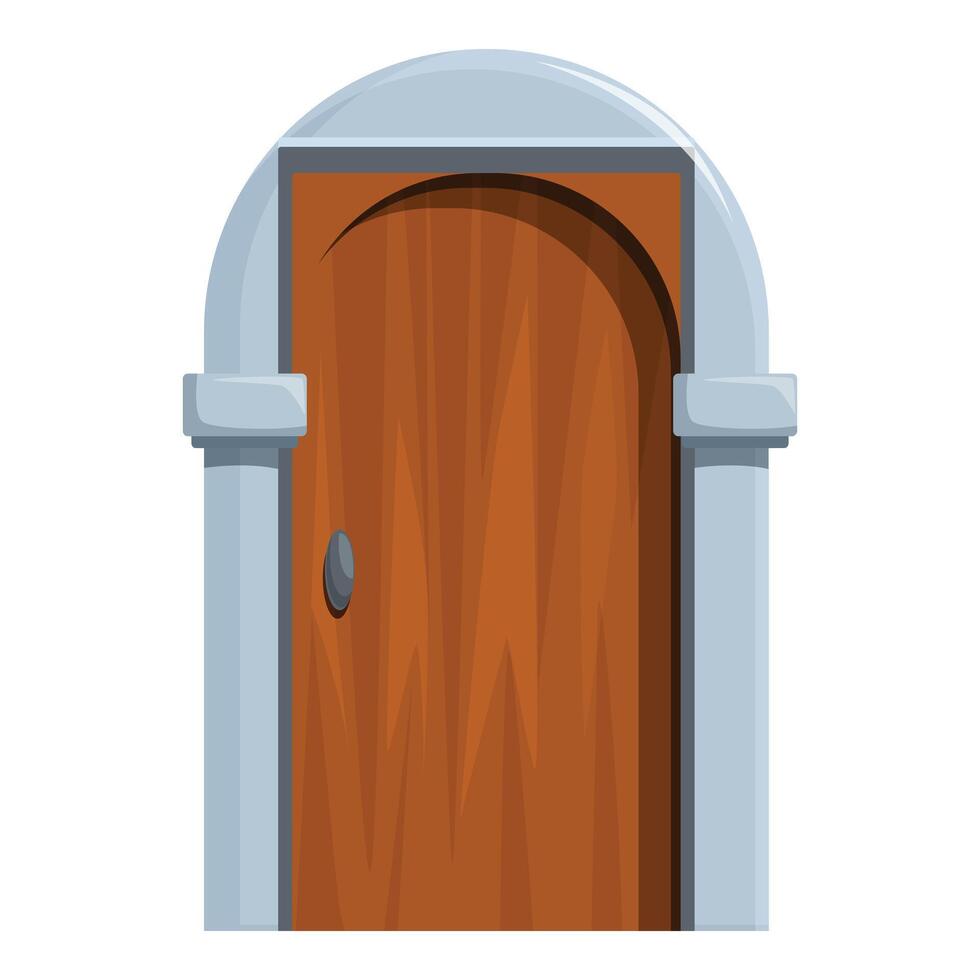 Ancient wooden door with stone archway leading to mystery vector