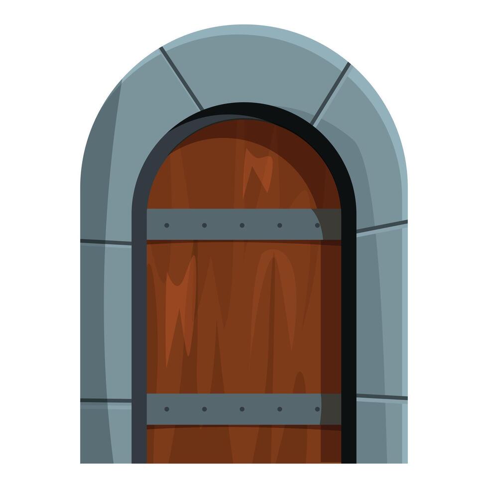Medieval wooden door with stone archway vector