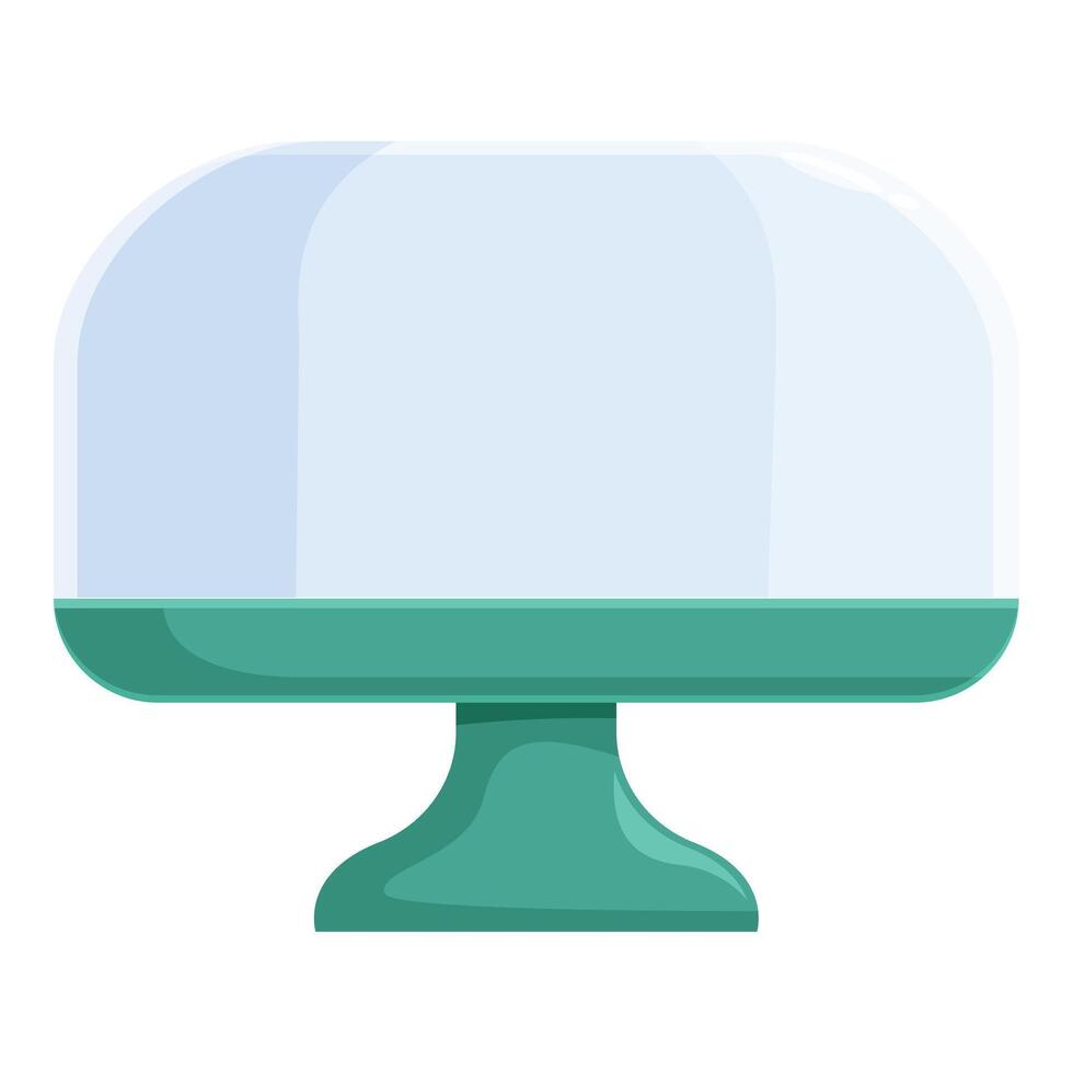 Empty glass cake stand with rounded shape lid for pastry storing vector