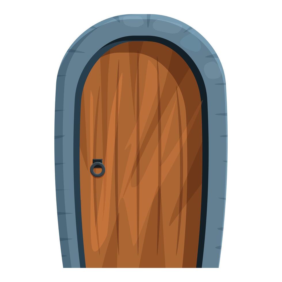 Ancient wooden door with stone archway inviting visitors to explore vector