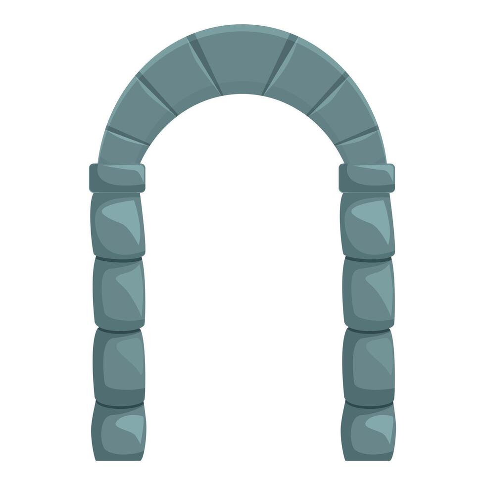 Ancient stone archway forming an entrance in cartoon style vector