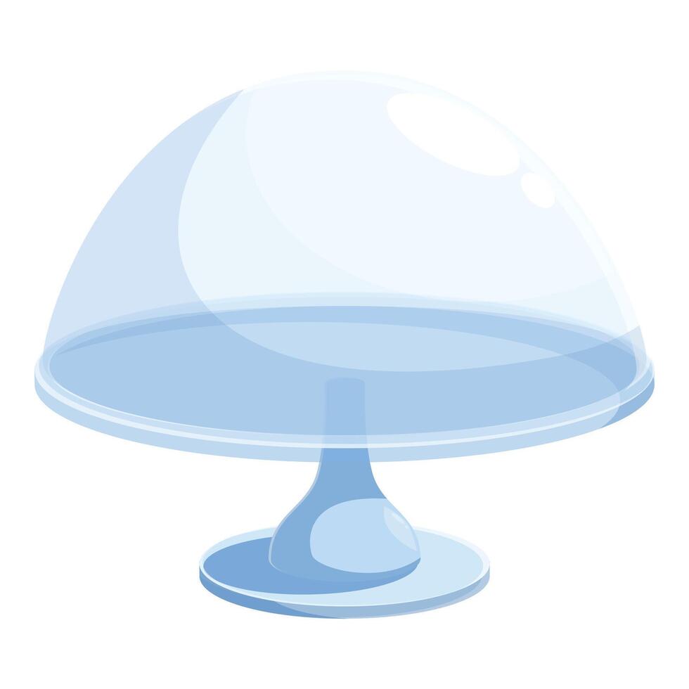 Empty glass cake stand with dome lid covering food display vector