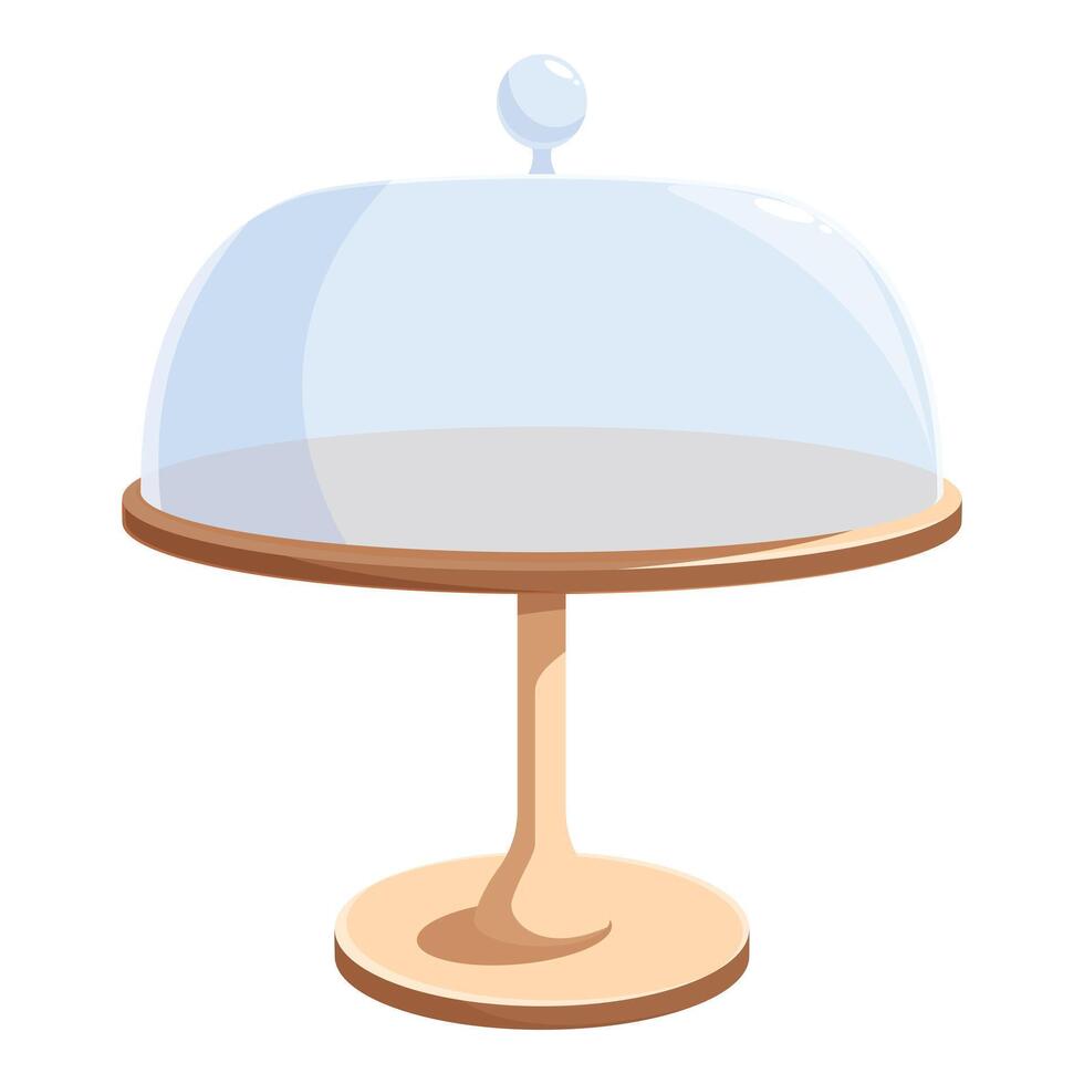 Empty glass cake stand waiting for dessert to be served vector