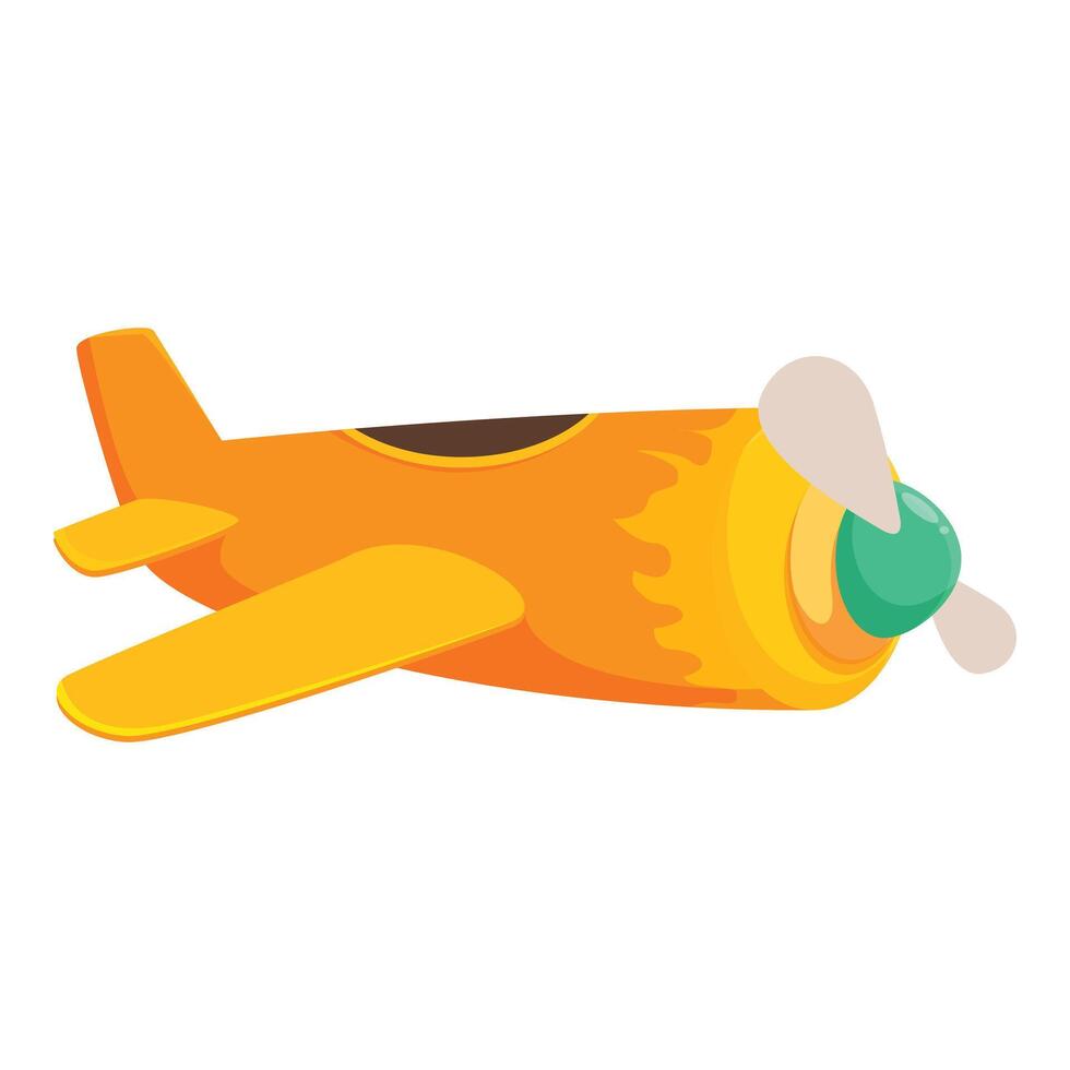 Orange toy airplane flying with propeller vector