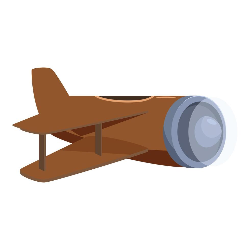 Brown cartoon biplane flying in the sky vector