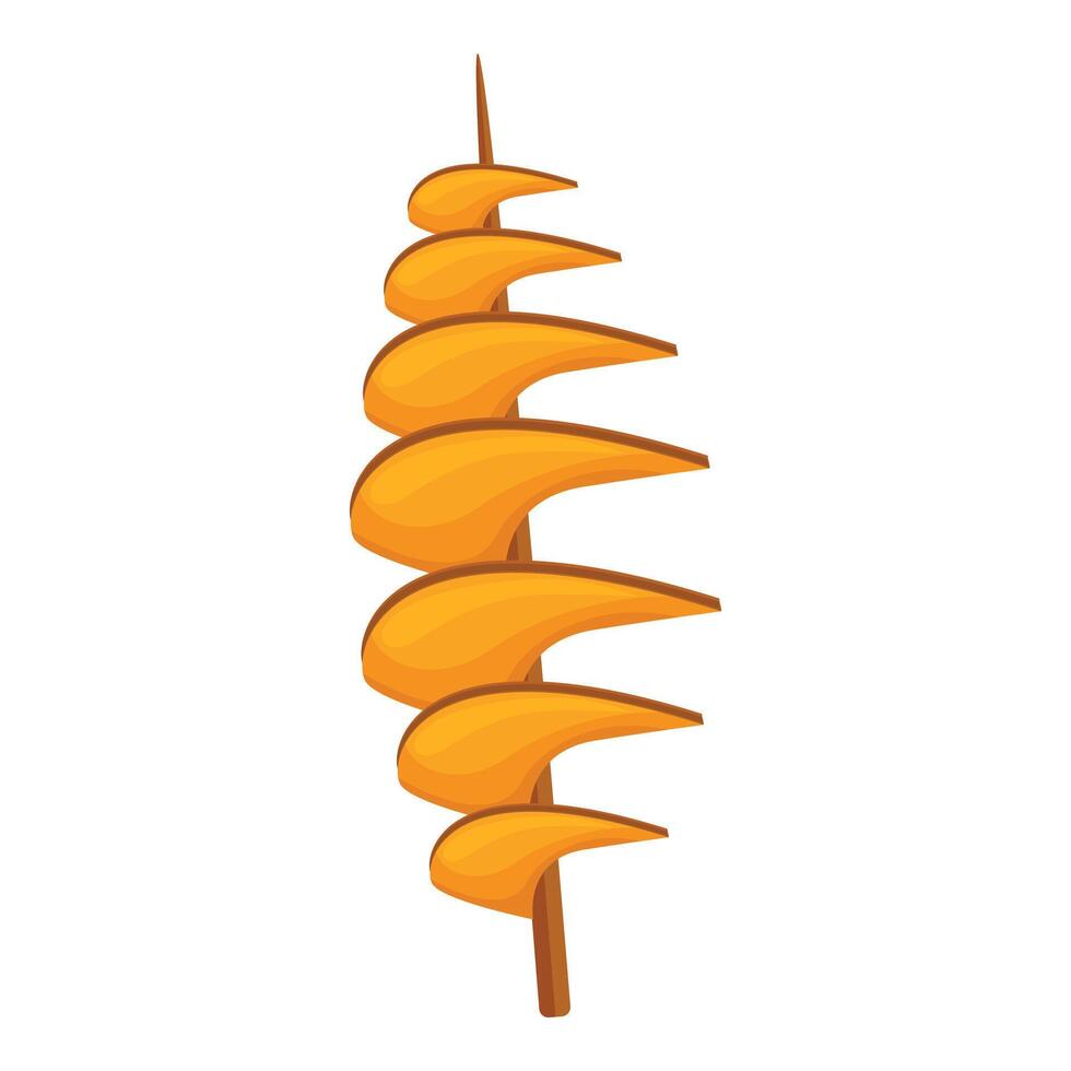 Grilled chicken skewer with a spiral shape on white background vector