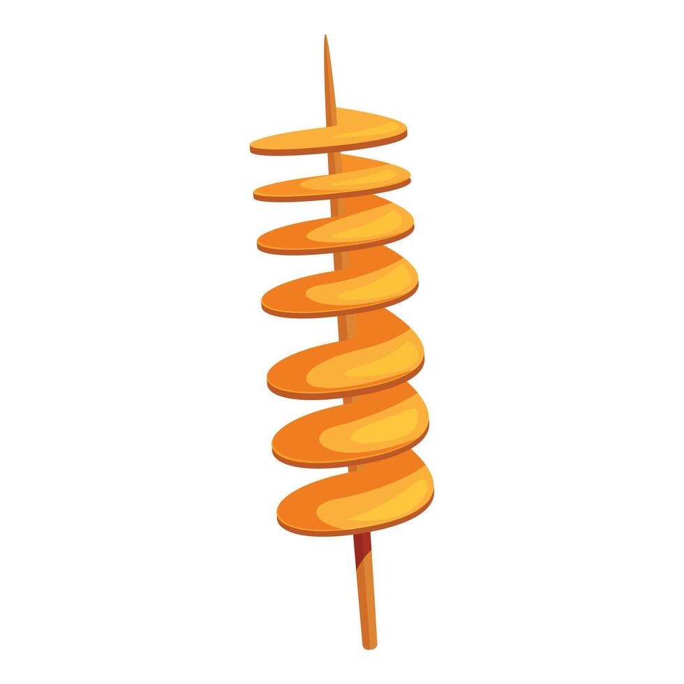 Crispy tornado potato skewer rotating on white background vector