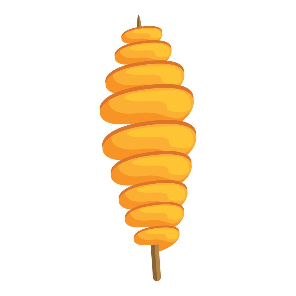 Crispy tornado potato skewer rotating on white background vector