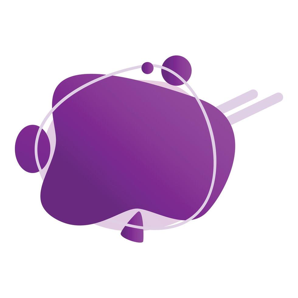 Purple abstract liquid shape with geometric elements flowing in space vector