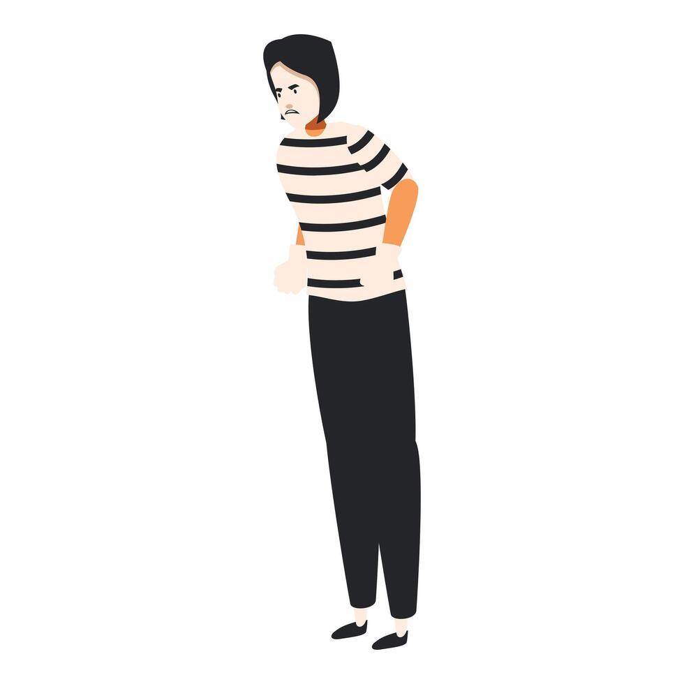 Mime artist performing with angry facial expression vector