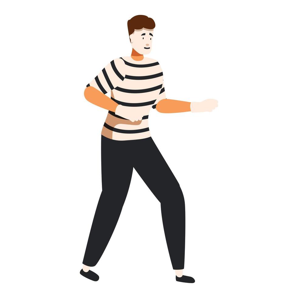 Mime artist performing in traditional outfit with white makeup on his face vector