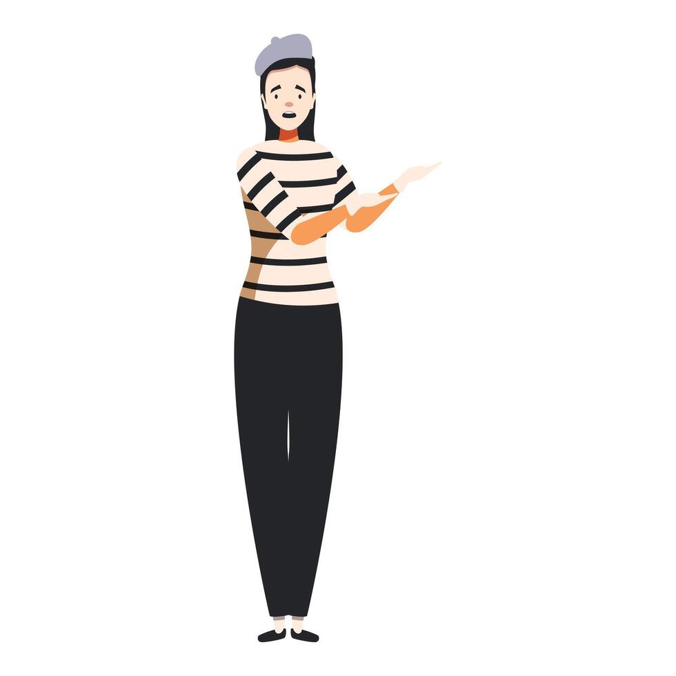 Young mime artist performing pantomime on stage vector