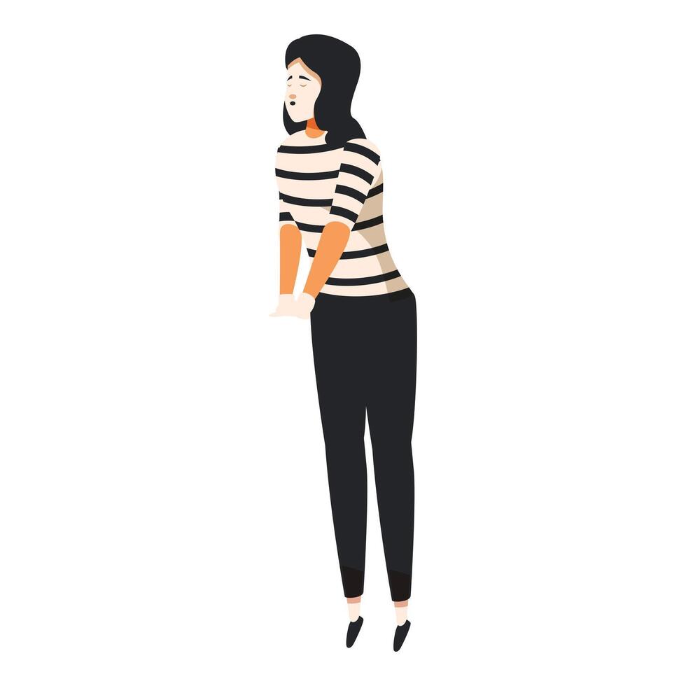 Mime artist performing pantomime in traditional outfit vector