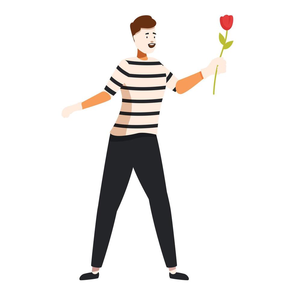 Mime giving a flower while performing pantomime vector
