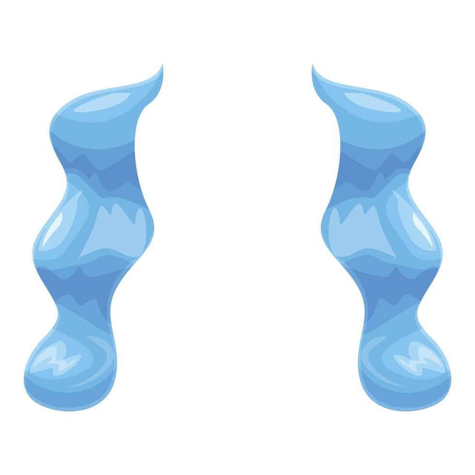 Two blue cartoon dripping slime with wavy shape flowing downwards vector