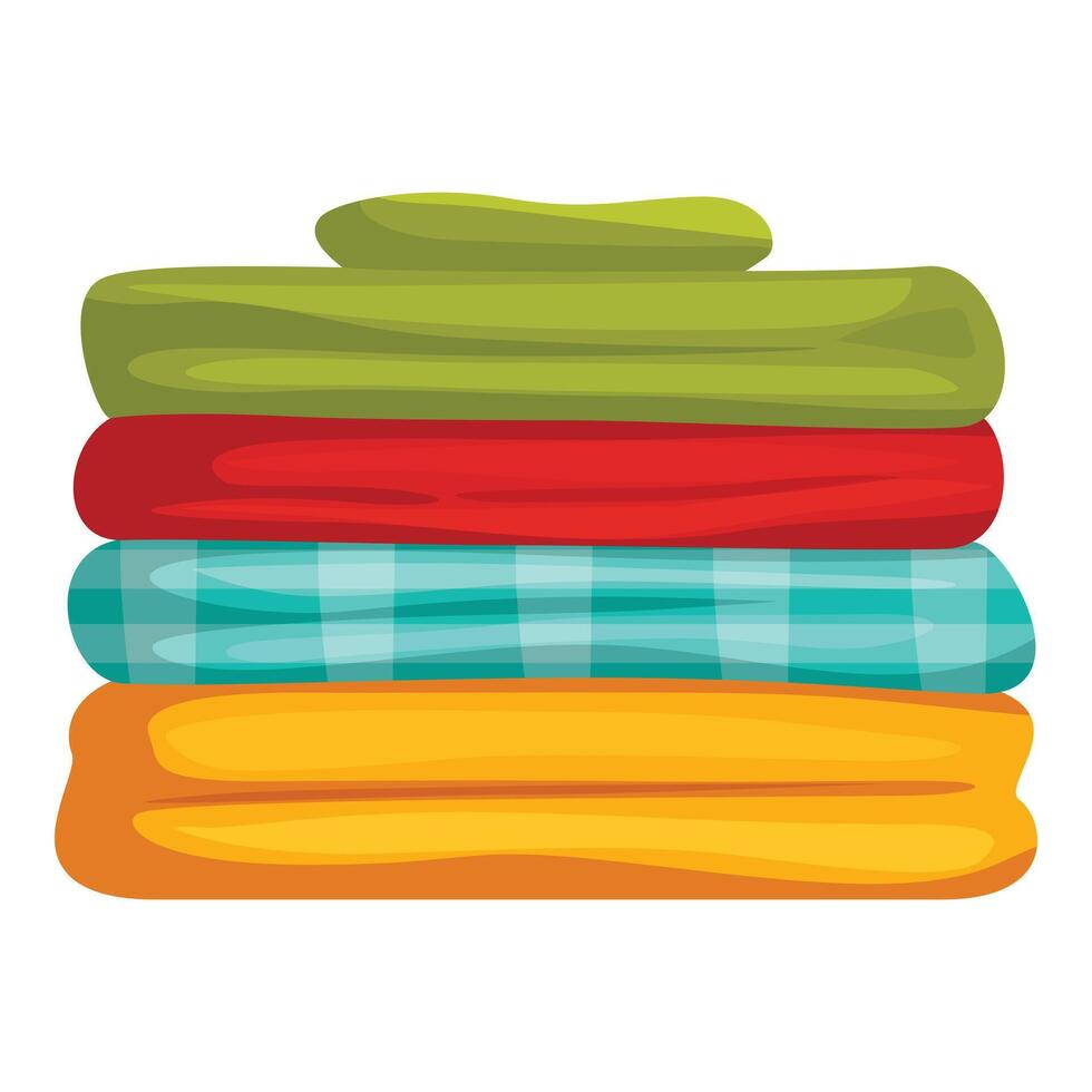 Stack of colorful blankets folded neatly on white background vector
