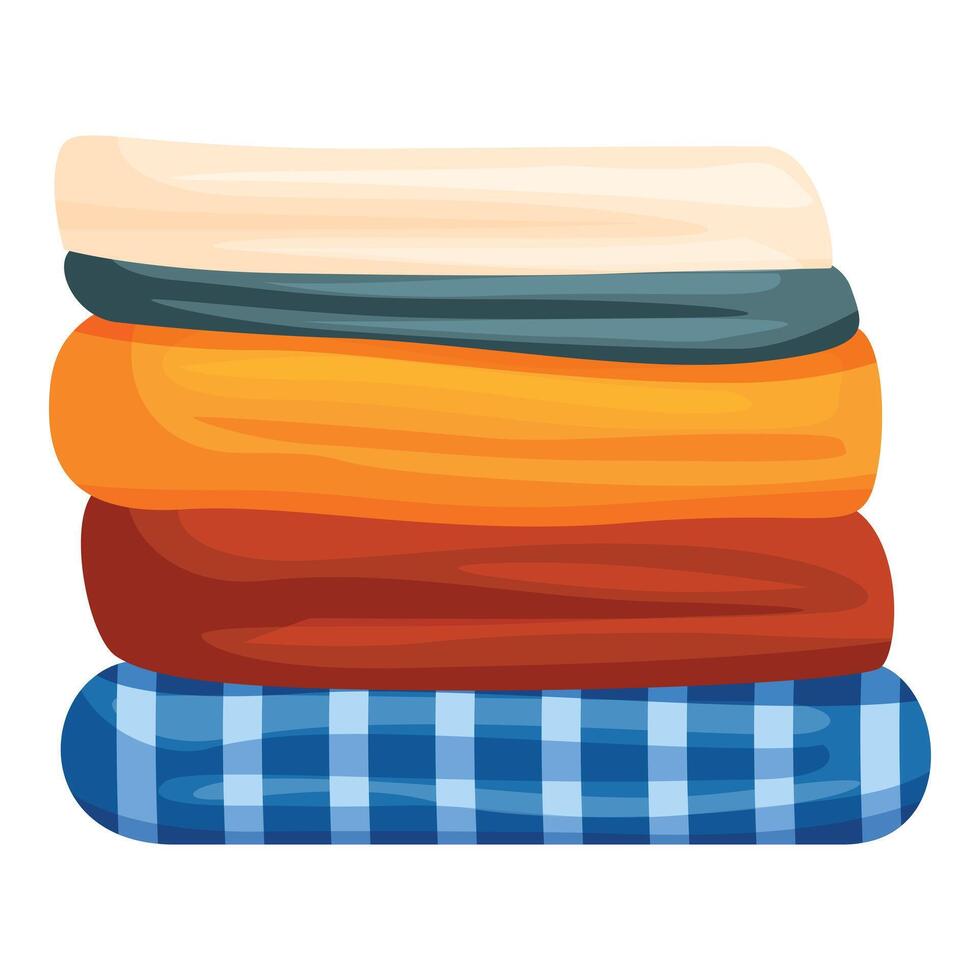 Stack of warm folded plaids isolated on white background vector