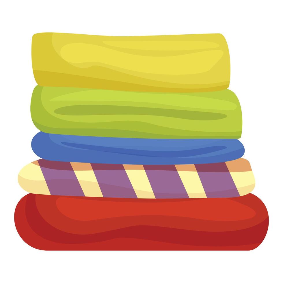 Stack of colorful folded blankets lying on top of each other vector