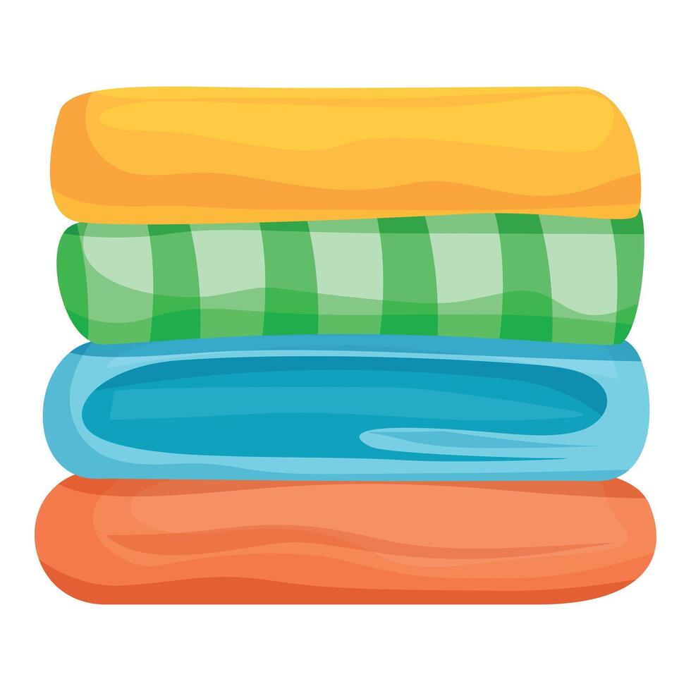 Stack of colorful beach towels lying on top of each other vector