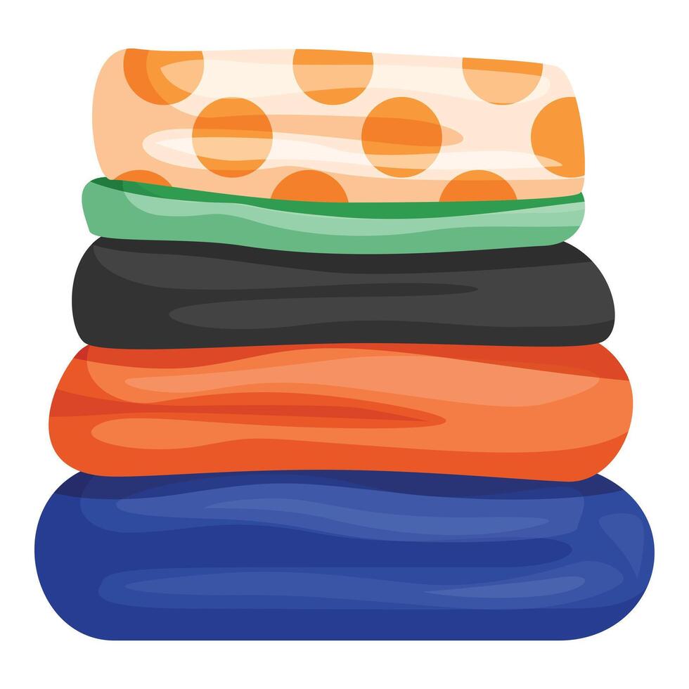 Stack of colorful clothes, fresh laundry, clothes shop, fashion store vector