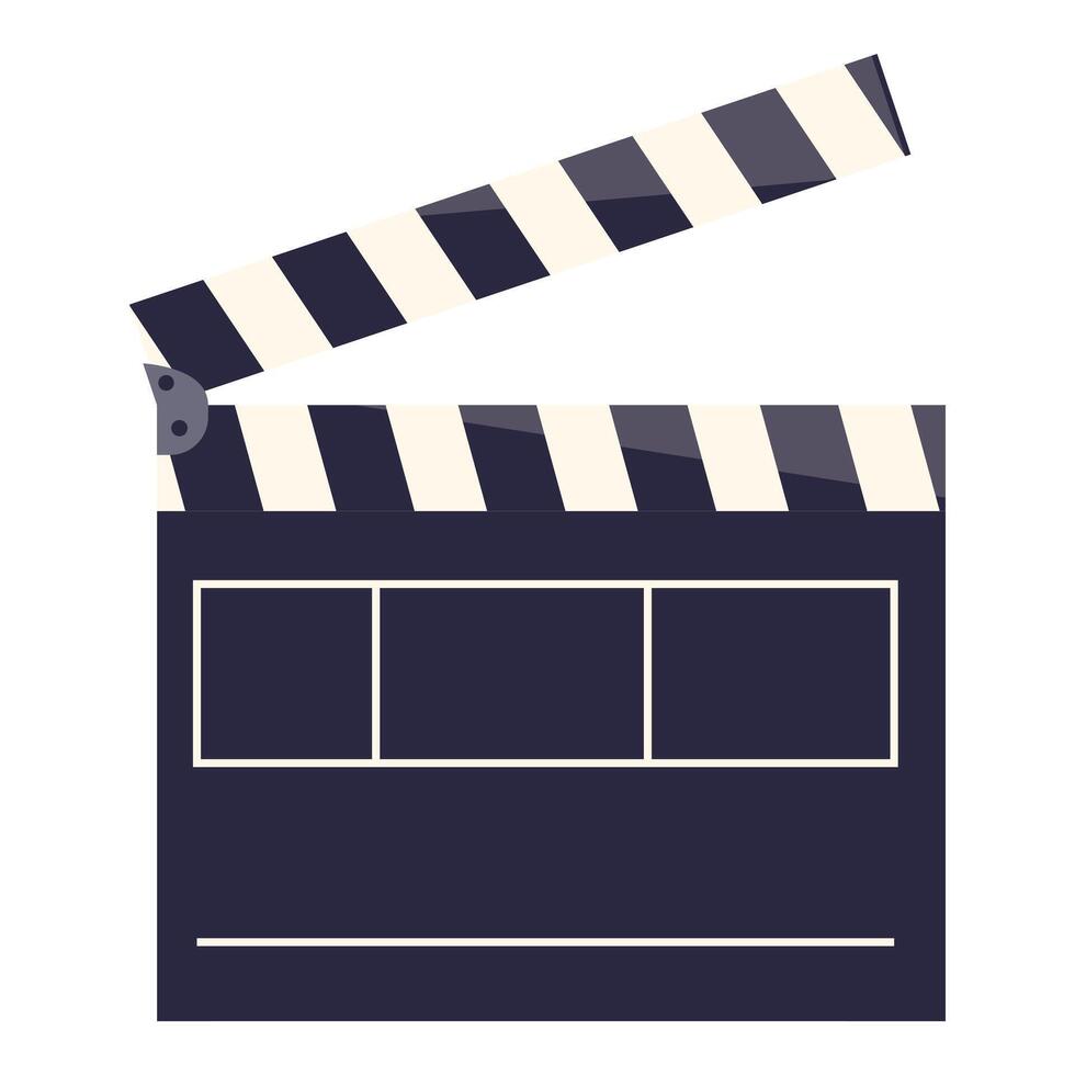 Movie slate clapperboard filmmaking tool open position vector