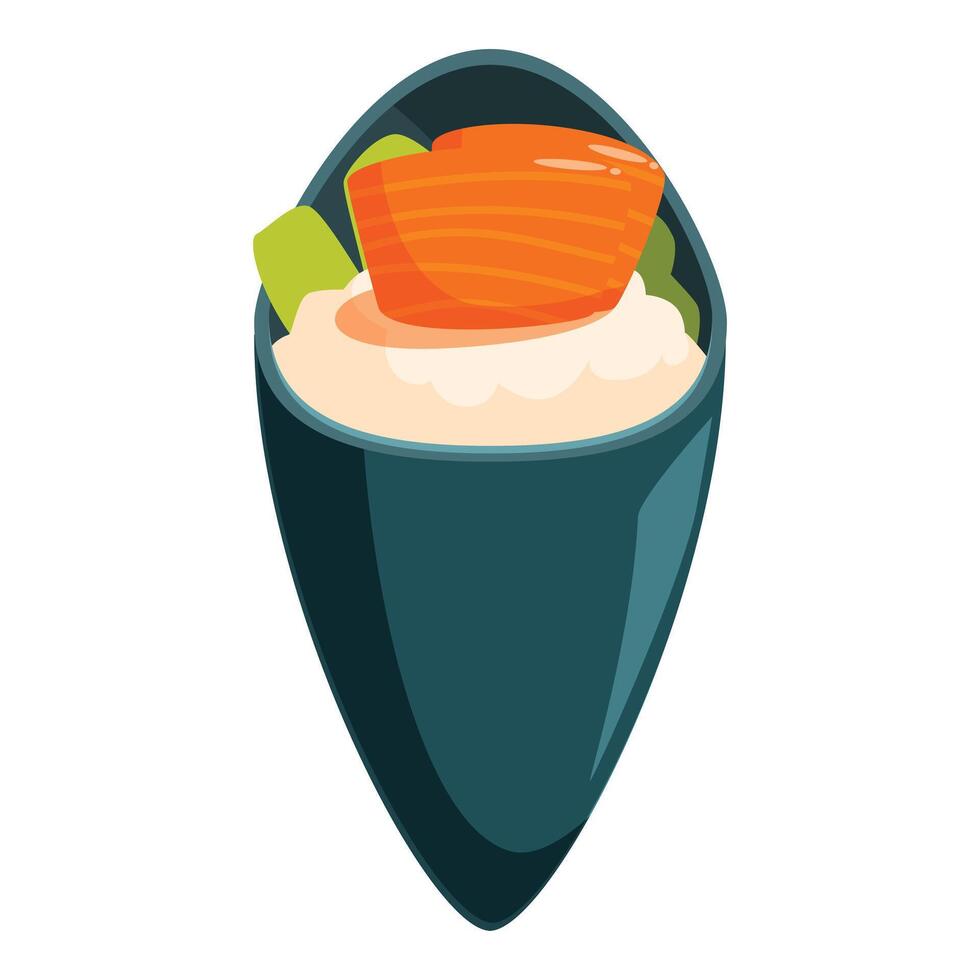 Temaki hand roll sushi with salmon and rice presenting a modern take on japanese cuisine vector