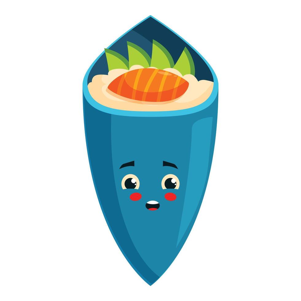 Cute temaki sushi character looking surprised vector