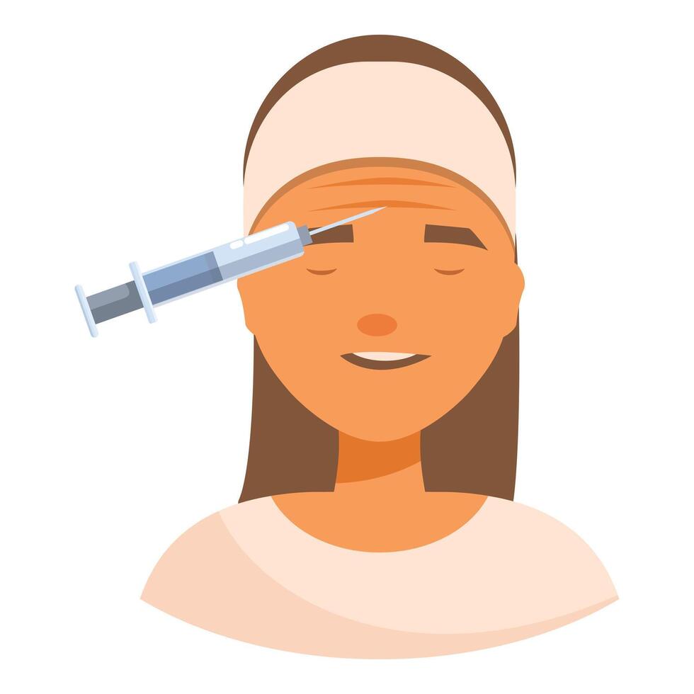 Woman receiving botulinum toxin injection for forehead wrinkles vector
