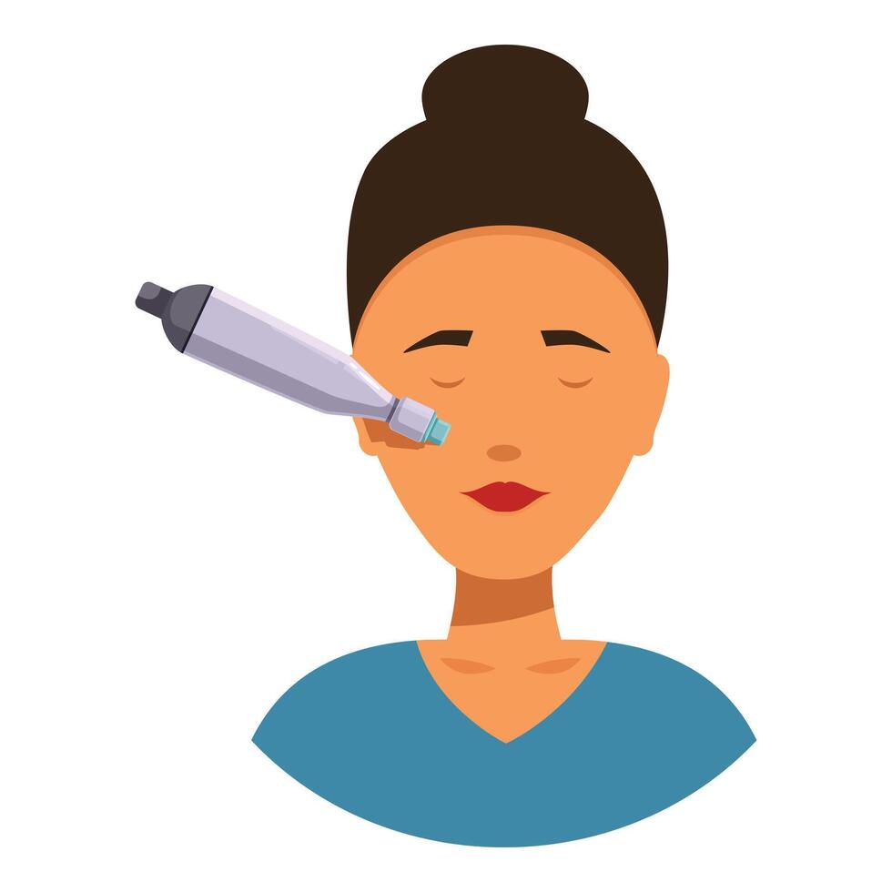 Beautician using professional laser device on female client face vector
