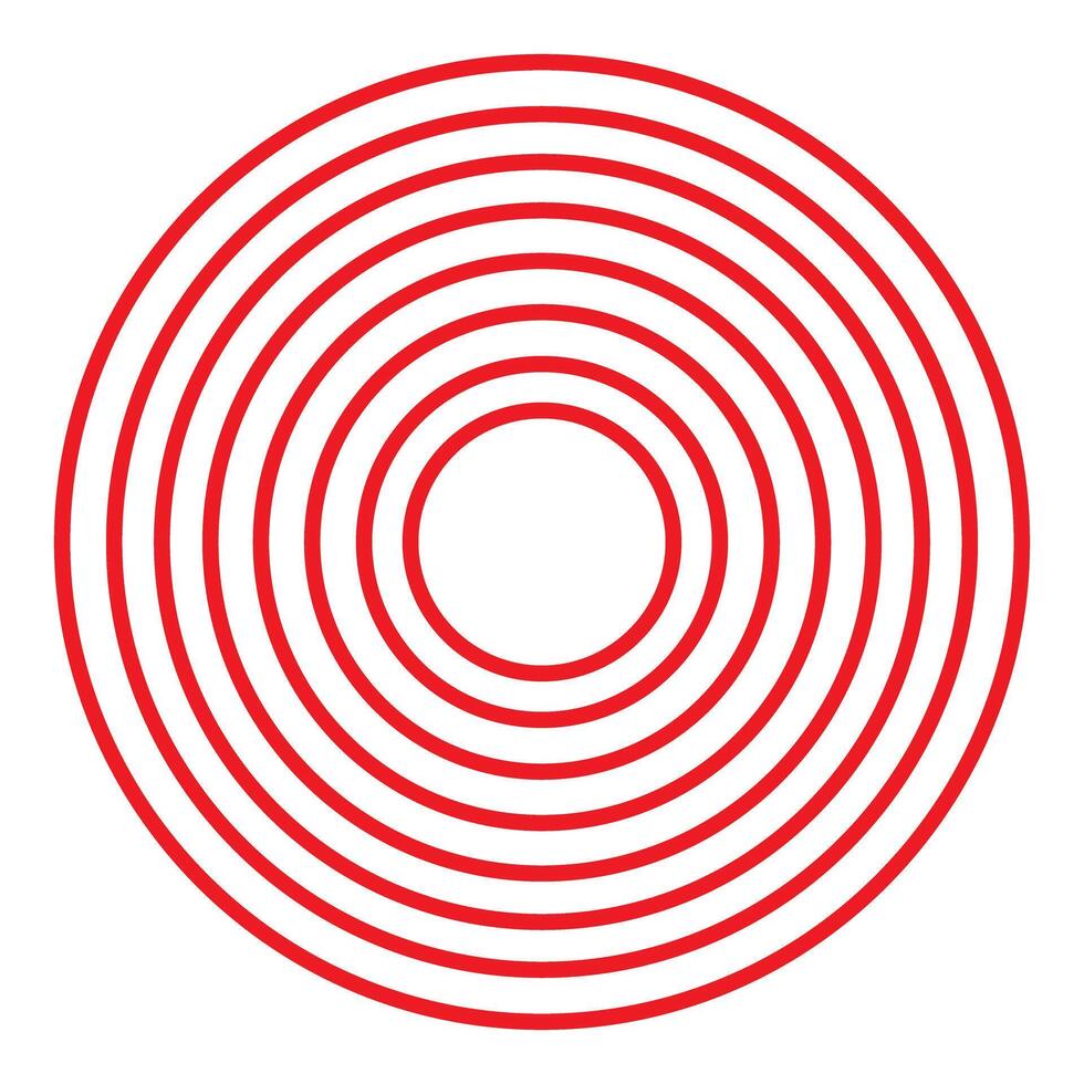 Red concentric circles forming a circular pattern vector