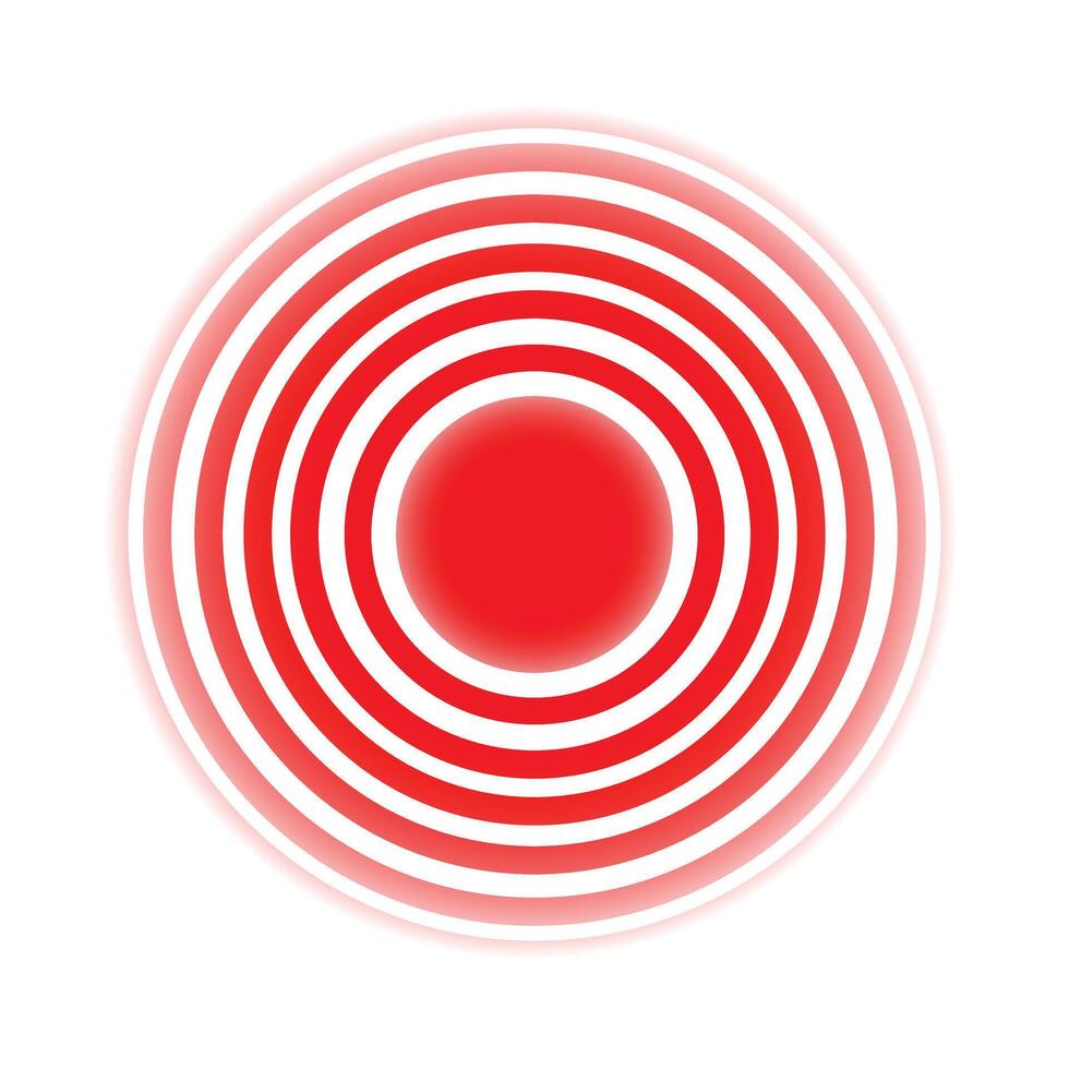 Red circles radiating pain effect illustration on white background vector