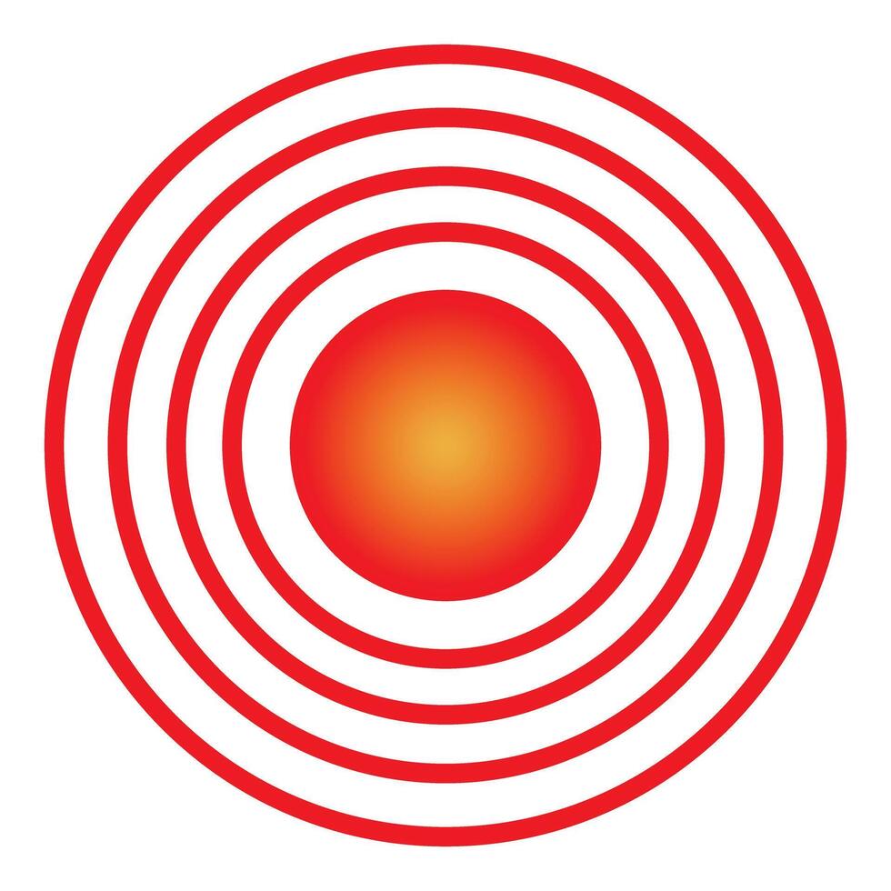 Red and orange gradient concentric circles representing pain vector