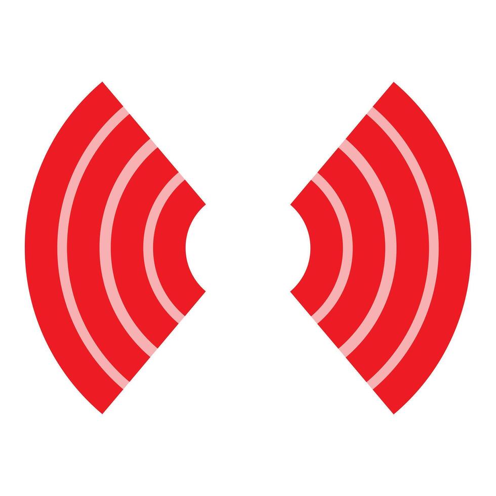 Two red sound waves spreading from the center vector