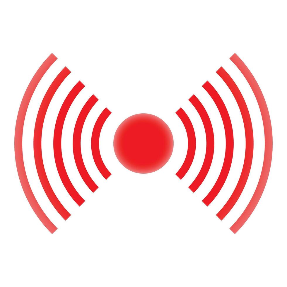 Red pain symbol radiating waves of discomfort vector