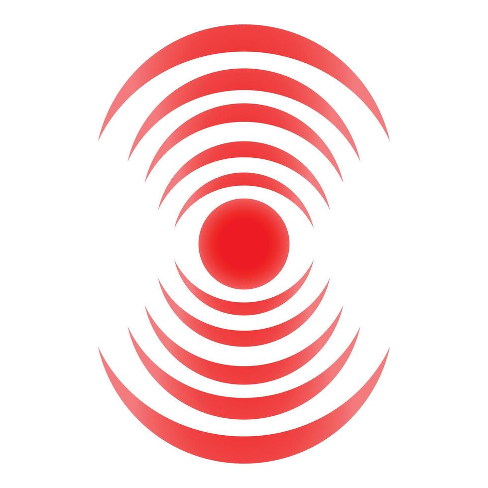 Red concentric circles creating vibration symbol vector