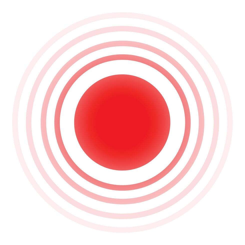 Pain red spot spreading from center on white background vector