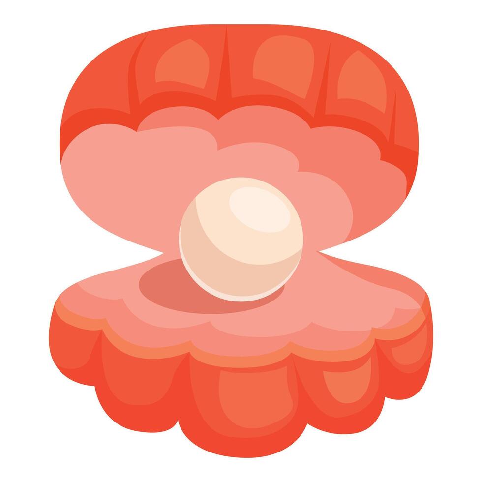 Beautiful pearl resting inside a red clam shell vector