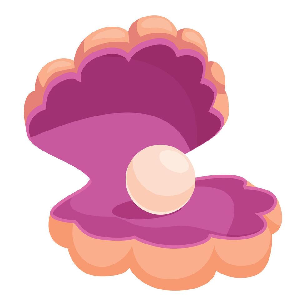 Open shell holding shiny white pearl vector