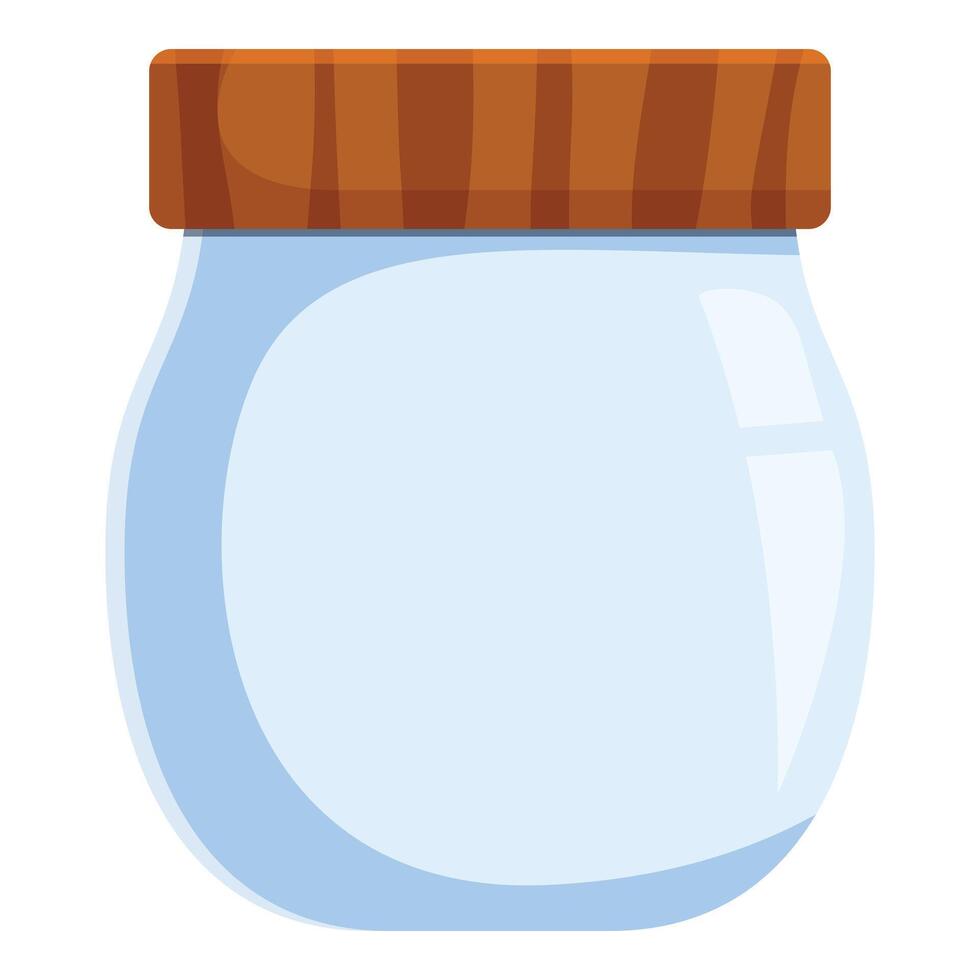 Empty glass jar with wooden cap for canning and preservation vector