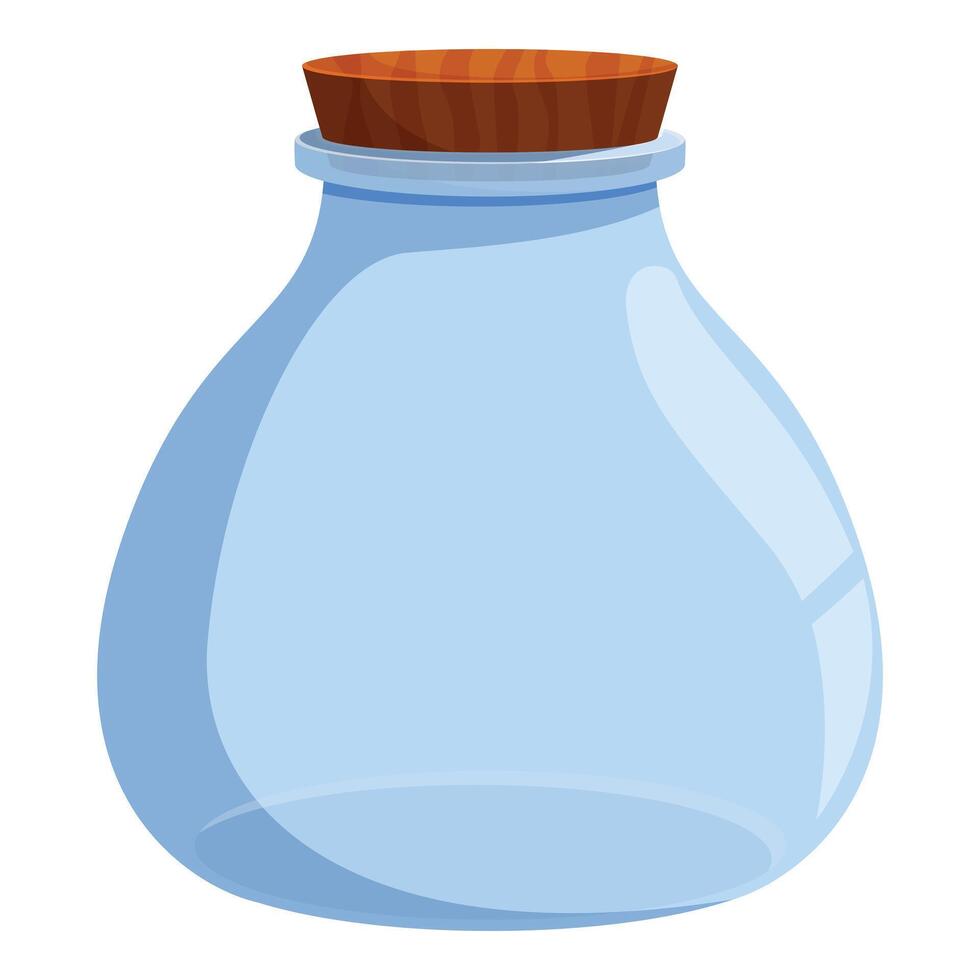 Empty glass jar with cork stopper standing upright vector
