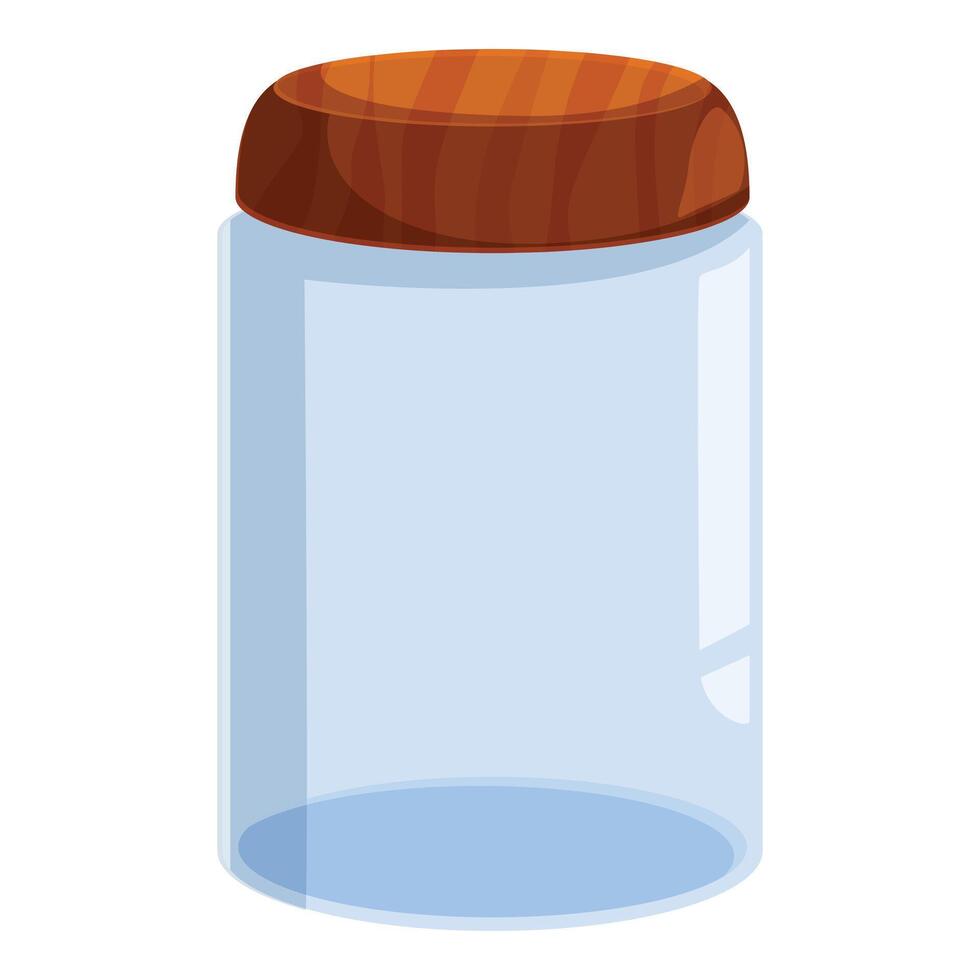 Empty glass jar with wooden lid closing the top vector