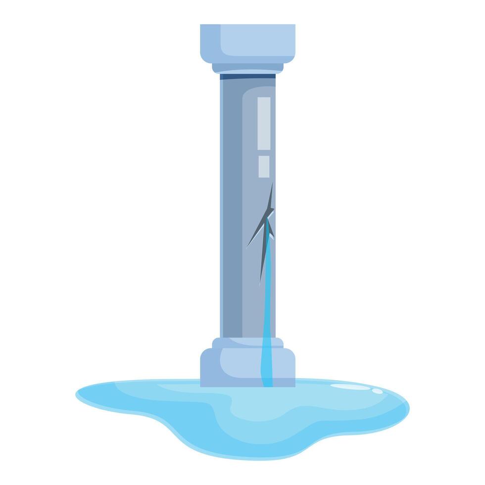 Leaking water pipe creating puddle under broken column vector