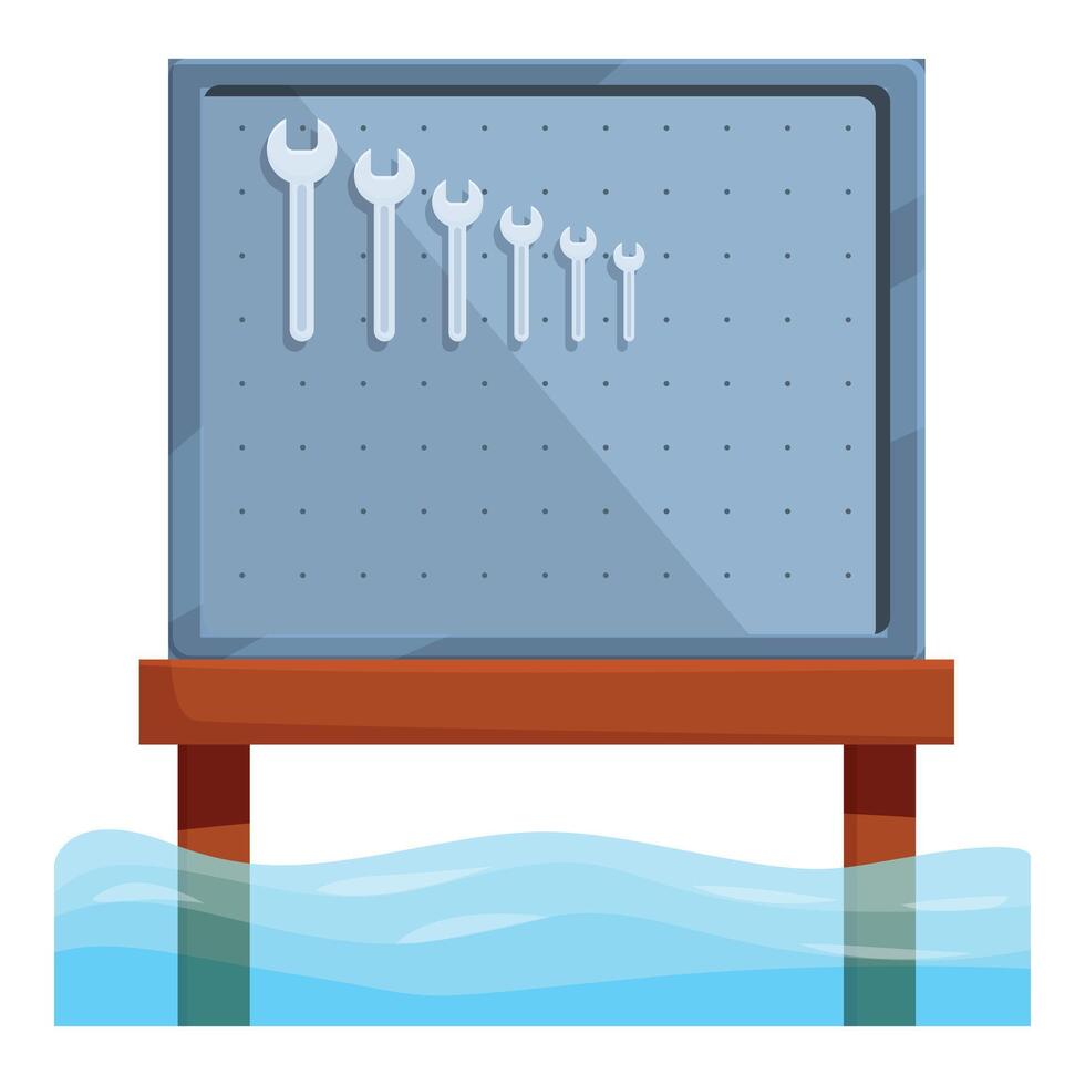 Garage tool board partially submerged by rising water vector