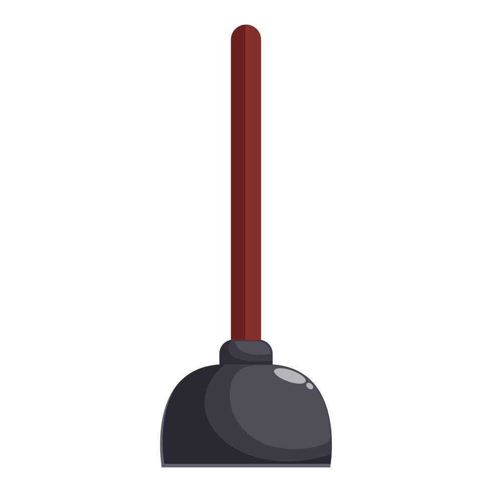 Black rubber plunger with wooden handle standing up vector