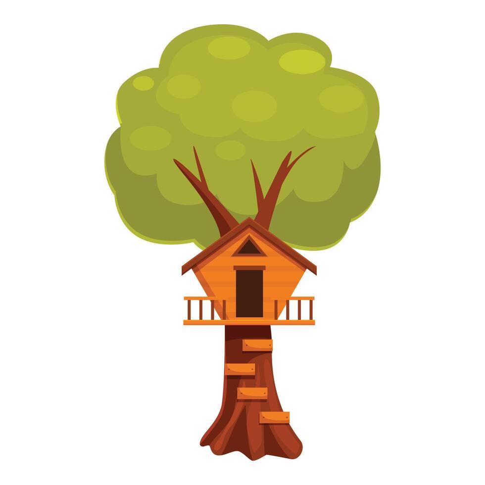 Vector illustration of a tree house with a ladder