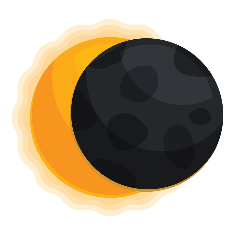 Dark moon partially covering the sun during eclipse vector
