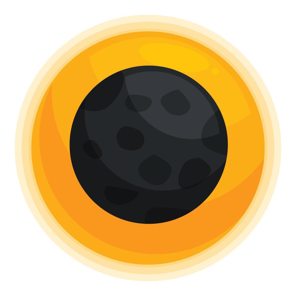 Round button showing solar eclipse with moon covering sun vector