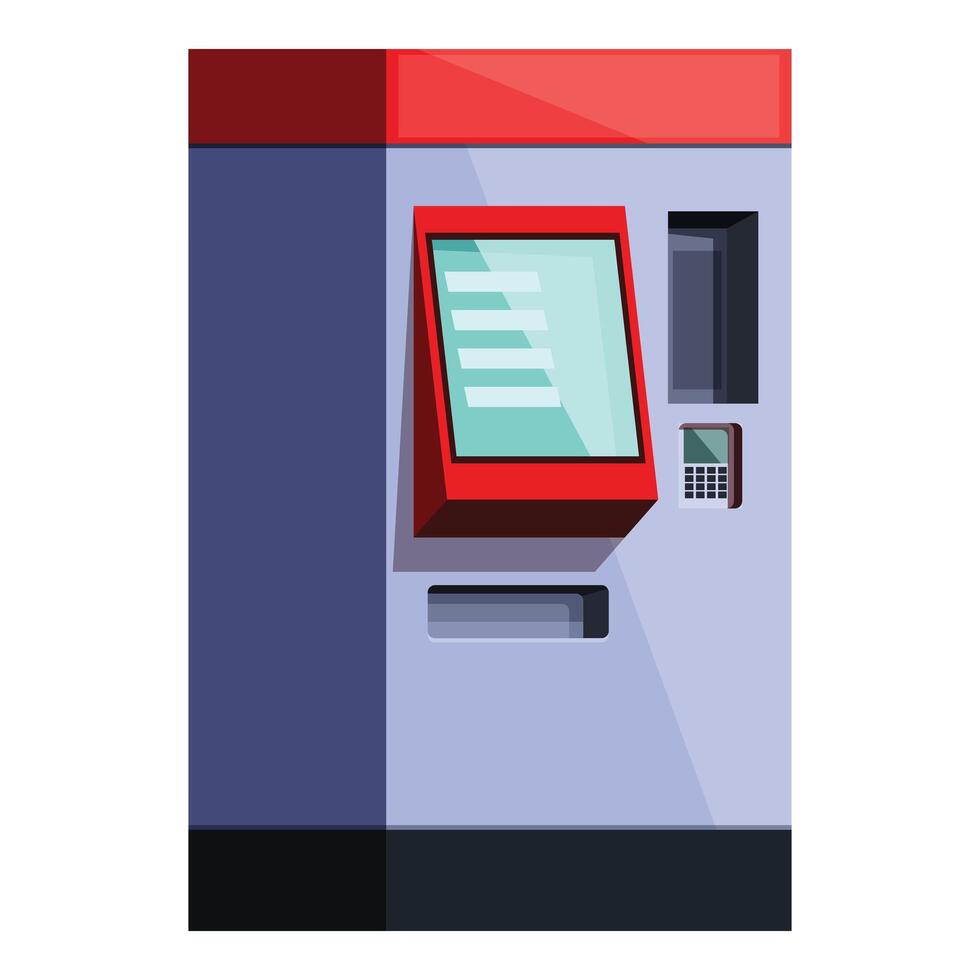 Modern ticket vending machine standing on white background vector